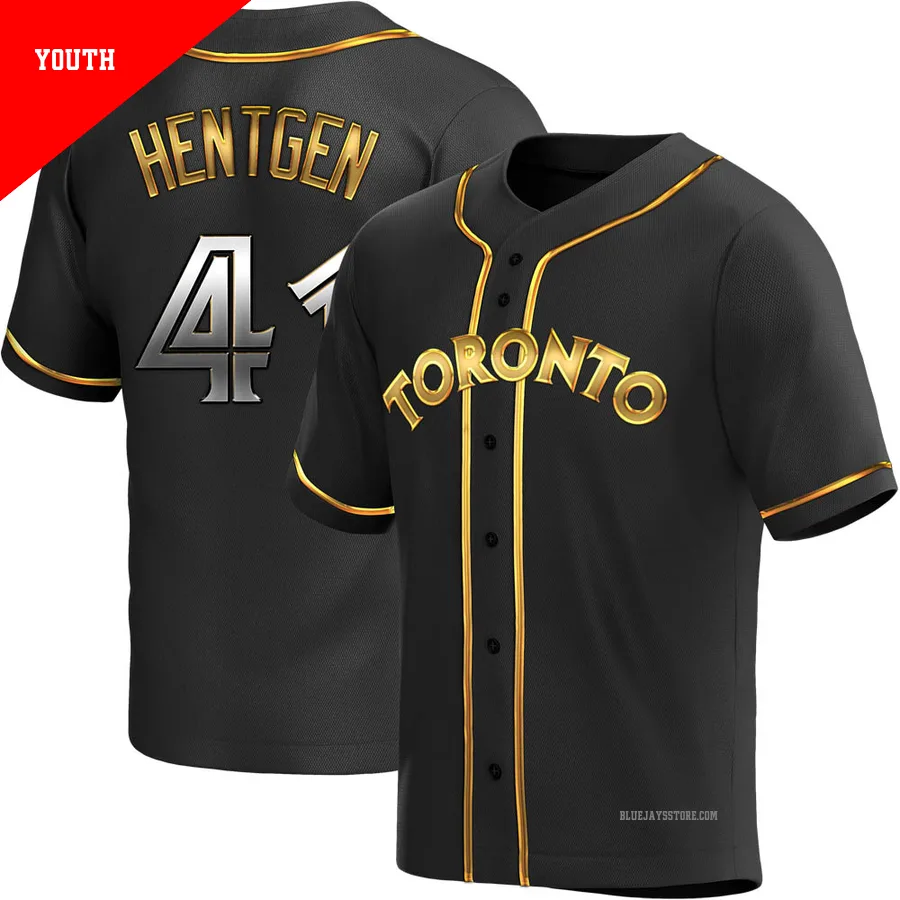 Youth Toronto Blue Jays Pat Hentgen ＃41 Gold Replica Black en Alternate Jersey