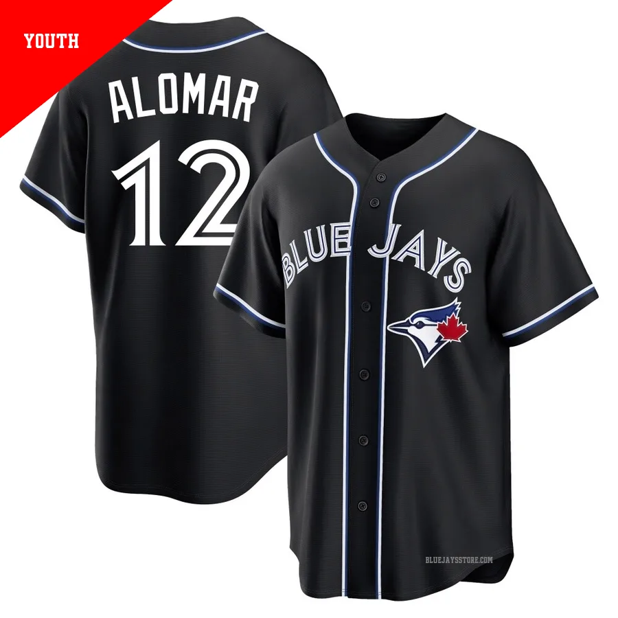 Youth Toronto Blue Jays Roberto Alomar ＃12 Black Replica Fashion Out Jersey
