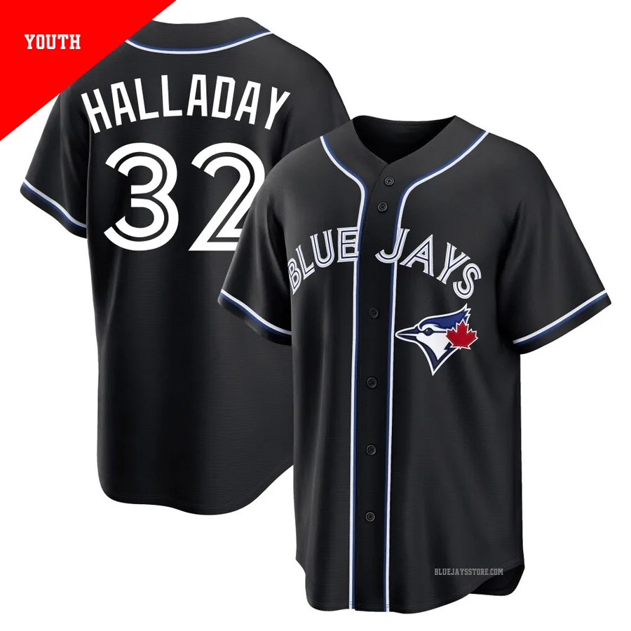 Youth Toronto Blue Jays Roy Halladay ＃32 Black Replica Fashion Out Jersey