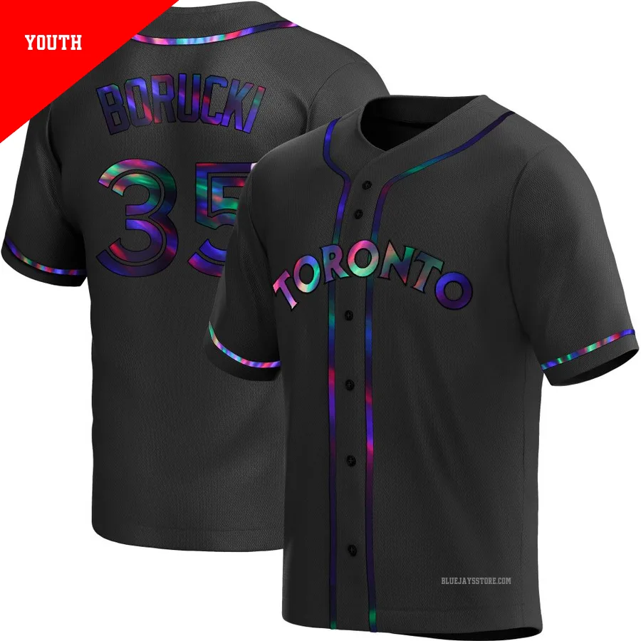 Youth Toronto Blue Jays Ryan Borucki ＃35 Black Replica Holographic Alternate Jersey