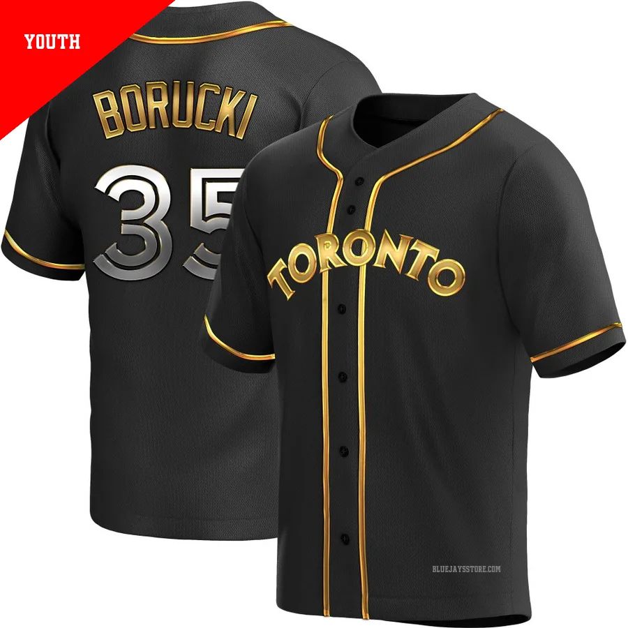Youth Toronto Blue Jays Ryan Borucki ＃35 Gold Replica Black en Alternate Jersey