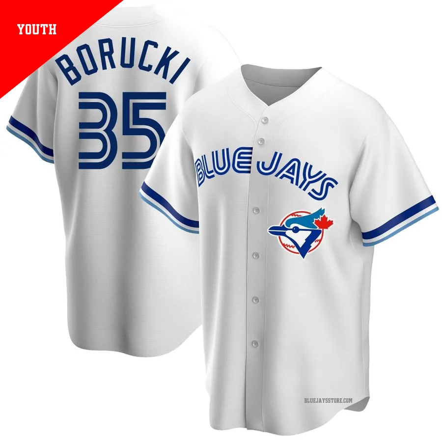 Youth Toronto Blue Jays Ryan Borucki ＃35 White Replica Home Cooperstown Collection Jersey