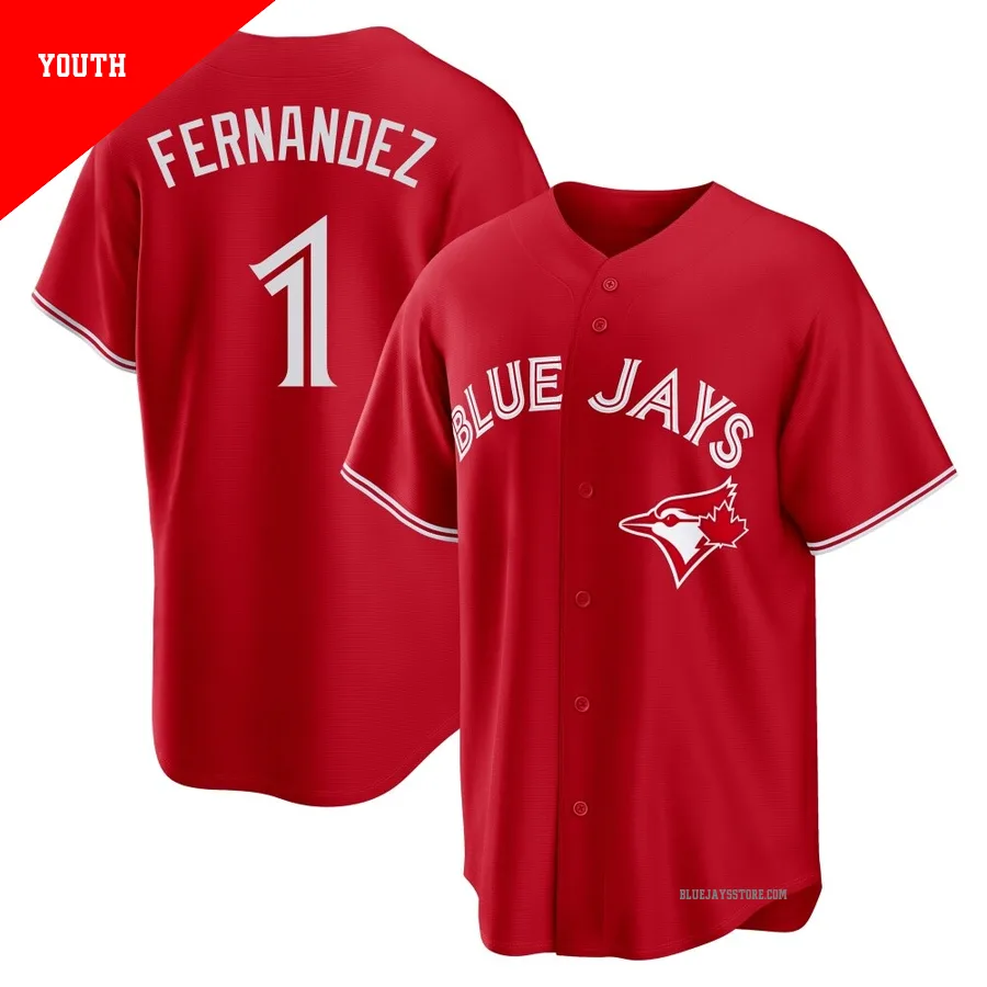 Youth Toronto Blue Jays Tony Fernandez ＃1 Red Replica Canada Day Jersey