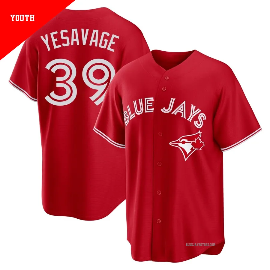 Youth Toronto Blue Jays Trey Yesavage ＃39 Red Replica Canada Day Jersey