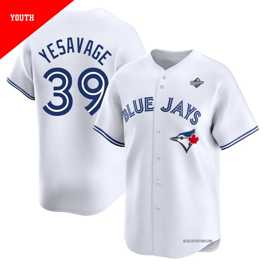 Youth Toronto Blue Jays Trey Yesavage ＃39 White Limited Home 2025 World Series Jersey