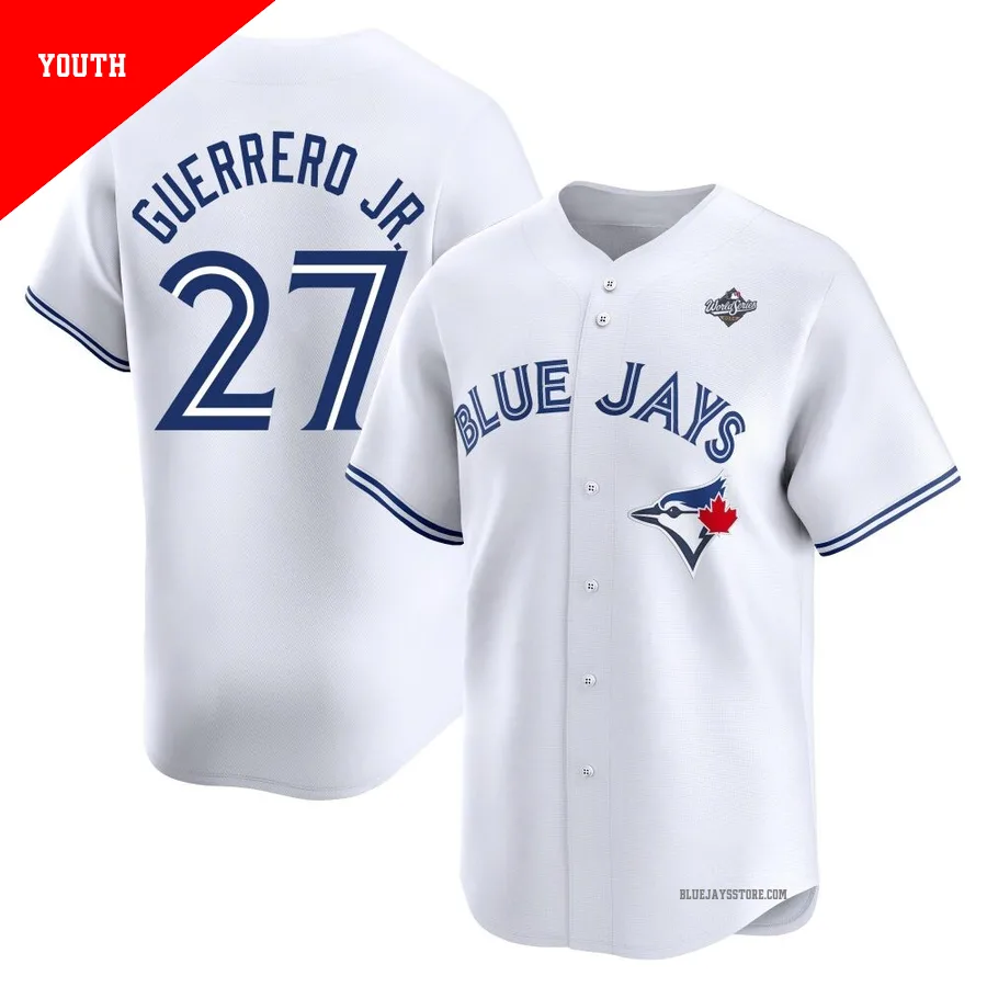Youth Toronto Blue Jays Vladimir Guerrero Jr. ＃27 White Limited Home 2025 World Series Jersey