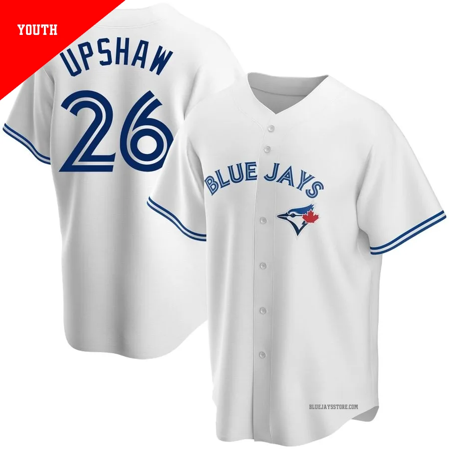 Youth Toronto Blue Jays Willie Upshaw ＃26 White Replica Home Jersey