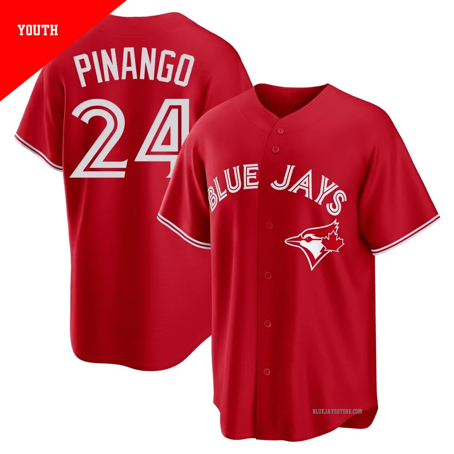 Youth Toronto Blue Jays Yohendrick Pinango ＃24 Red Replica Canada Day Jersey